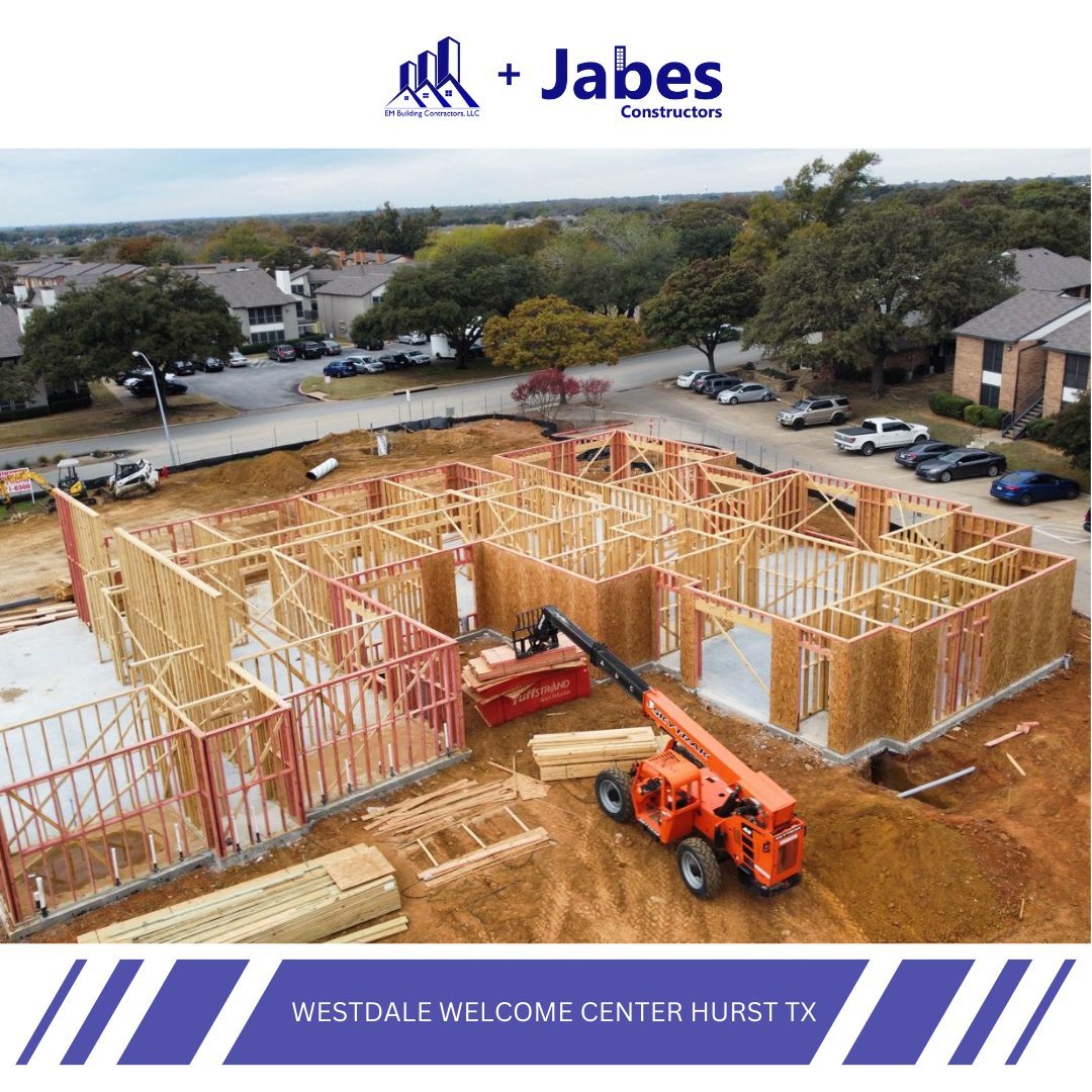 Crafting Excellence: Wood Framing Progress at Westdale Welcome Center, Hurst, TX
